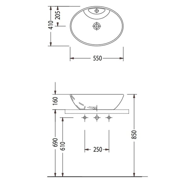 Νιπτήρας Serel CH34 55x41cm